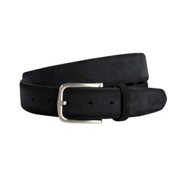 Fenix Men's Belt, Adjustable Leather Belt, Happy Size 85 cm to 115 cm, Men's Leather Belt with Buckle, 35 mm Wide, Belt Made of Velour Cowhide Leather, jet black