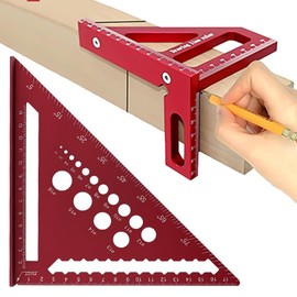 Cartlant Speed Square with 3D Multi Angle Measuring Ruler, 7 inch Miter Triangle Ruler Set, 45 and 90 Degree Woodworking Square Protractor Adjustable Multi Tool for Carpentry Engineer Builder Roofer