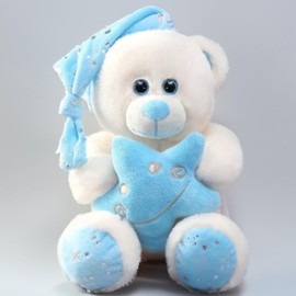 Soft Teddy Bear Stuffed Animal - Adorable Decorative Bear with Cap and Star, Cuddly and Huggable Plush Toy Gift for Boys, Girls, Birthday, Holiday, Room Decor Bear Sitting 22cm, Full 30cm(SkyBlue)