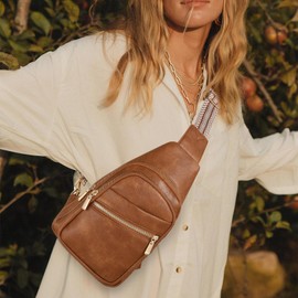 GAEKEAO Crossbody Sling Bag for Women, Leather Crossbody Bags Fanny Packs for Women, Travel Cross Body Bag Chest Bag Womens Crossbody Purse