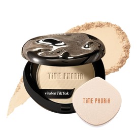 TIMEPHORIA Base de Maquillaje en Polvo Timeless Optima, Alta Cobertura y Acabado Matte Blur, 16H Control de Brillo, Polvo Compacto para Piel Grasa y con Acné, con Aplicador de Cara, 8.5g(001 Creme)