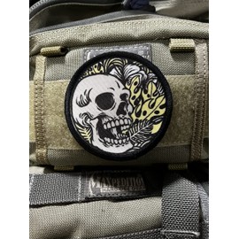 3" Skull Tattoo Morale Patch-. Custom Patches by Redheadedtshirts Made in The USA