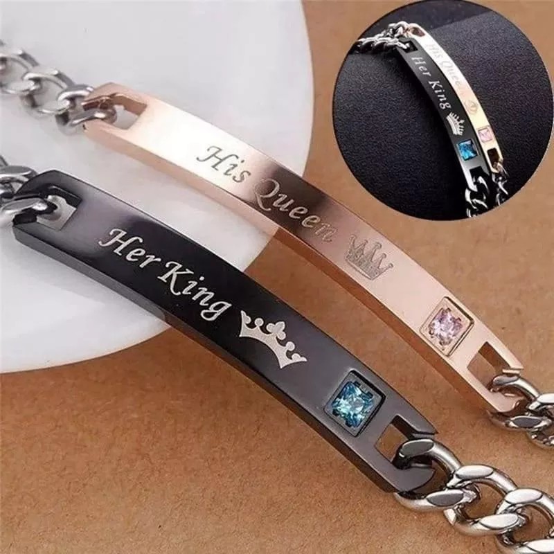 K&H 2 Pulseras Rey Reina King Queen San Valentin Regalo