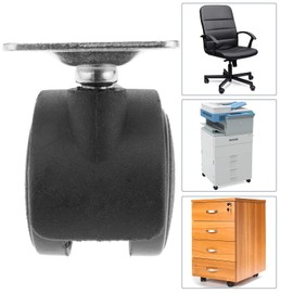 PrimeMatik - Swivel Castors Industrial Nylon Wheel without Brake 40 mm 34 x 34 mm Pack of 4