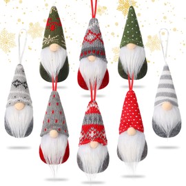 Christmas Ornaments Christmas Tree Hanging Gnomes Ornaments Handmade Swedish Tomte Decorations Plush Scandinavian Santa Elf Hanging Dolls for Christmas Holiday Party Decorations(8 Pieces)