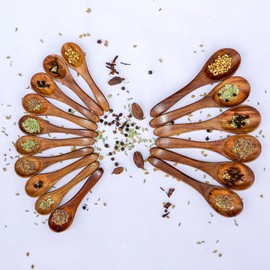 Uvz Crafts Mini Wooden Spoons for Spice Jars, Salt, Sugar, Honey & Condiments – 10 Pcs Small Handmade Wooden Serving Spoons for Kitchen, Seasoning & Cooking