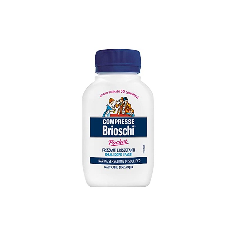 4x Brioschi Pocket Compresse Masticabili Digestivo Frizzante e Dissetante al