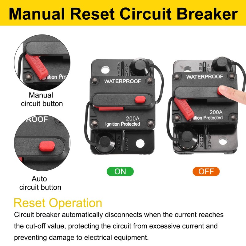 DMiotech 200A Circuit Breaker, 12-48V DC Automotive Inline Fuse Holders