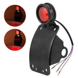 Amazicha Motorcycle LED Tail Rear Brake Light 1" Axle Hole Curved Side Mounted License Plate Light Compatible for Harley Honda Yamaha Suzuki Kawasaki Chopper Bobber