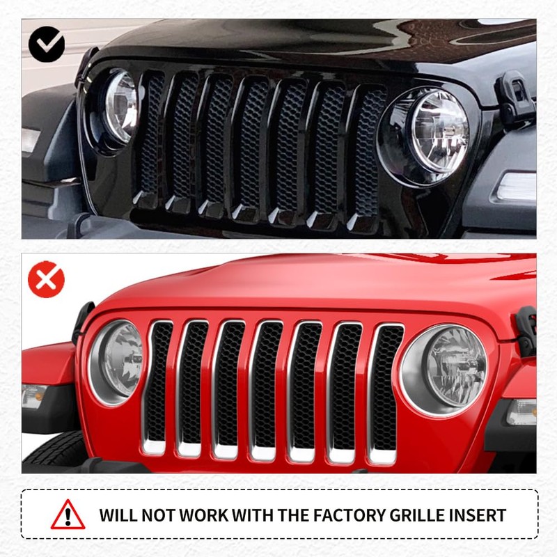 MAXDOM Grille Inserts Headlight Covers Set Fits for Jeep (2018-2023)