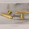 QOGRISUN 5-Pack Solid Brass Cabinet Knobs, Grooved Gold T Bar