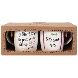 Jones Home & Gift Engagement Gift "She Said Yes" Engagement Mugs Set of Two Boxed