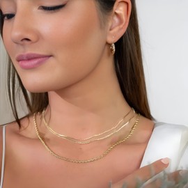 Layered Chunky Gold Necklaces Stack for Women Dainty Choker Necklace 14k Gold Cuban Paper Clip Chain Circle Cross Pendant Necklaces Trendy Jewelry Set Simple Girls Jewelry Gift (chunky gold necklace)