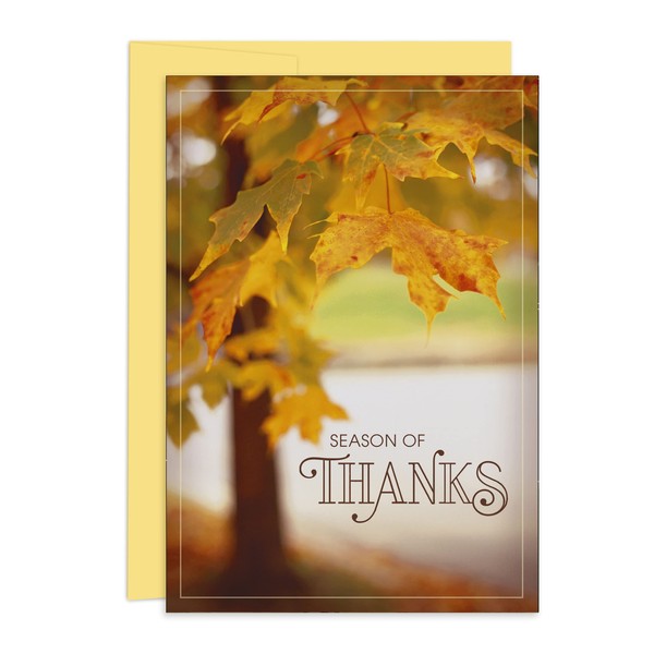 Hallmark Business Thanksgiving Card for Customers (Yellow Leaves on Tree) (Pack of 25 Greeting Cards)