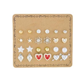 Fan Shaped Flower Earrings Geometry Triangle Dangle Earrings Floral Pearl Hook Earrings for Women Men Party Jewelry Gift, Zinc, No Gemstone