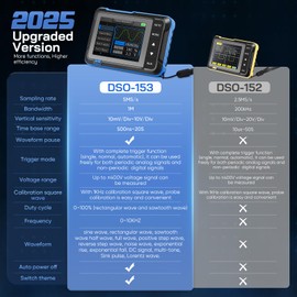 Oscilloscope DSO153, Handheld Digital Signal Generator Oscilloscope Kit, Portable Automotive Oscilloscope with 1M Bandwidth, 5 MS/s High Sampling Rate, 14 Types of Signal Waveforms, 0~10KHz Frequency