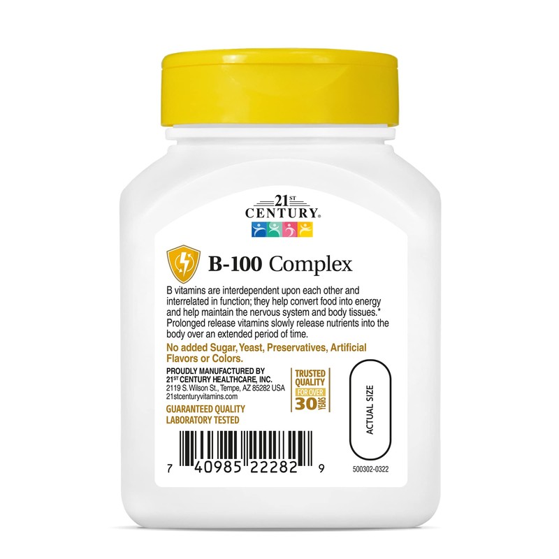 21st Century B 100 Complex Prolonged Release Caplets, 60 Count