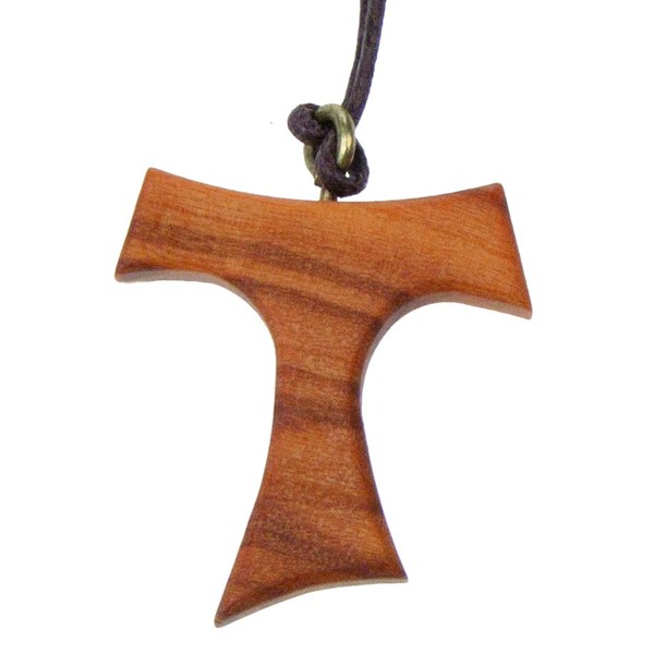 FRITZ COX Olive Wood Cross on Ribbon | TAO Cross Made of Olive Wood | Great Gift Idea for Communion & Confirmation | Handmade | in Gift Packaging | Approx. 3 x 3 cm
