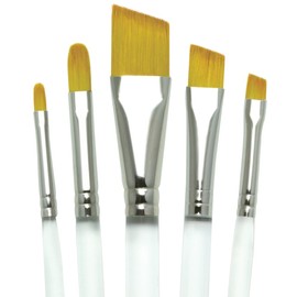 Aqualon Royal and Langnickel Short Handle Paint Brush Set, Filbert and Angular, 5-Piece