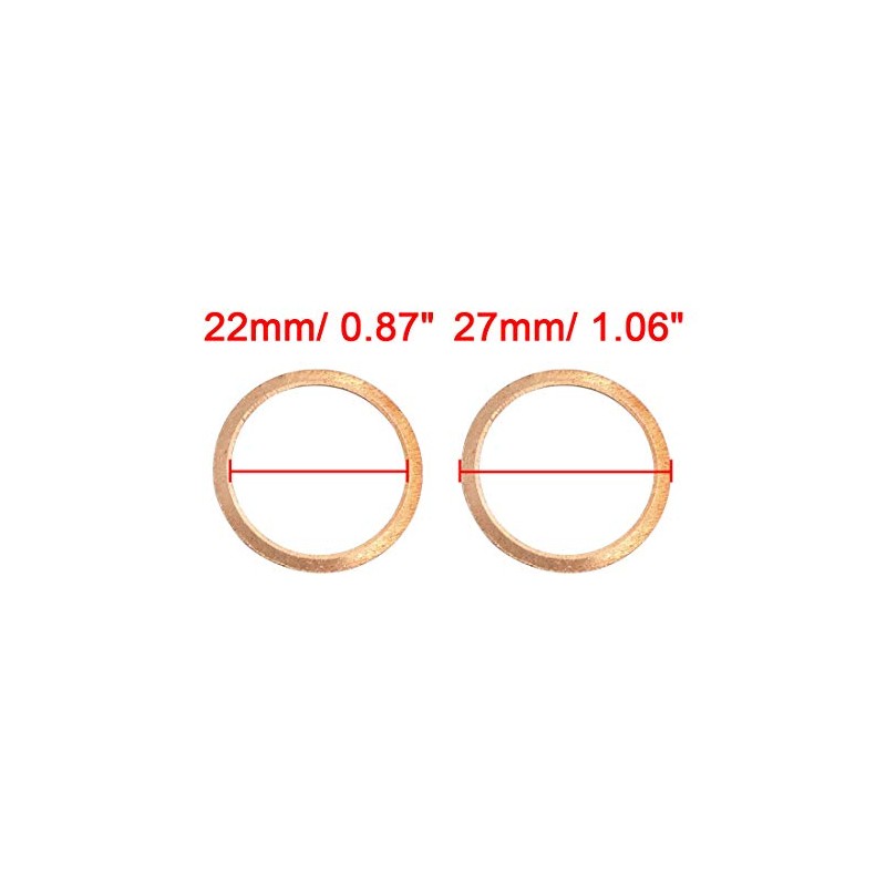 sourcing map Pack of 20 Copper Discs Flat Sealing Rings