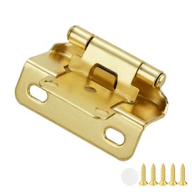 40 Pack 20 Pair Gold Cabinet Hinges - 1/2 inch Overlay Partial Wrap Around Door Hinges for Face Frame, Self Closing Gold Face Mount Hardware