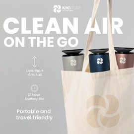 KIKI PURE A2 UV & HEPA Portable Air Purifier -5.6 in tall, 11 oz. Ideal for Travel, In-Car, Mini Air Purifier, GRAPHITE.