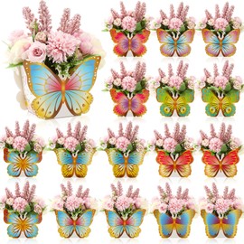 Resholder 16 Pcs Butterfly Centerpieces Party Decorations for baby shower Birthday Tea Party Favors Butterfly Table Decor Tea Party Favors Vase Floral Box for Baby Shower(Vivid)