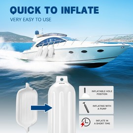 XGeek Boat Fenders 4 Pack,Boat Bumpers for Docking with 4 Ropes, Boat Bumper for Pontoon,White 5.5in