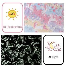 Best Gift Christmas Unicorns Gifts Glow in The Dark Blanket for Boys Girls, Cozy Soft Fluffy Unicorn Flower Girls Throw Blanket, Kids Blanket with Storage Bag, Birthday Gift, 60x50, Red