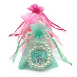 Elesa Miracle Girl Party Favor Pretend Play Princess Rose Pearl Jewelry Value Set - Necklace, Bracelet, Earrings, Ring