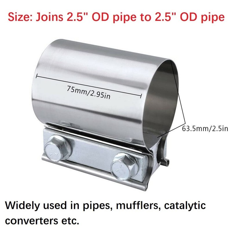 Stainless Steel 2.5" Butt Joint Exhaust Clamp (2Pcs)
