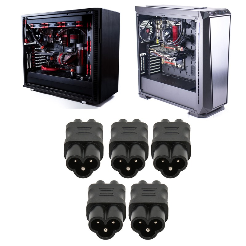 5 Pcs IEC320 C6 to IEC320 C5 Power Adapter Computer