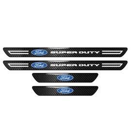 iPick Image for Ford Super-Duty Real Carbon Fiber 4 Pcs Universal Door Sill Step Protector Guard Decal Plates Guard