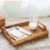 I-lan 2 Pack Rattan Rectangle Serving Basket Tray with Handle-