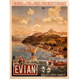 WONDERFULITEMS Evian Mineral Water French ALPS Health Travel France 16" X 24" Image Size Vintage Poster REPRO ON Canvas