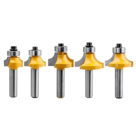Bestgle 5Pcs 8mm Shank Round Over Edging Router Bits Woodworking Corner Rounding Edging Milling Cutter Tool