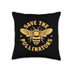 Bee Pollinator Garden Wildlife Flowers Bee Throw Pillow