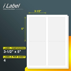 4UP 3.5" x 5" Shipping,Address,Mailing&Barcode Labels for Laser & Inkjet Printers[100 Sheets,400 Labels]