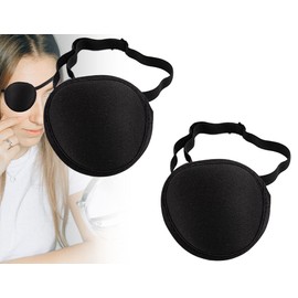 ZoeTekway Pack of 2 Black Pirate Single Eye Patches, Black, Adjustable, Breathable, Elastic Eye Patch for Adults and Children, Eye Patches, Pirate Eye Patch