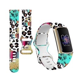 BOSPFJG Sport Bands Compatible with Charge 6 /Charge 5 for Women Men,Soft Waterproof Replacement Straps Wristbands for Charge Advanced Fitness Tracker(Beautiful Colorful Leopard)