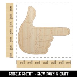 Finger Gun Hand Pointing Unfinished Wood Shape Piece Cutout for DIY Craft Projects - 1/8 Inch Thick - 6.25 Inch Size