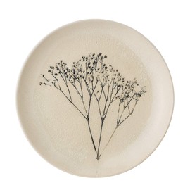 Bloomingville Elegant TE Ceramic Tableware with a Diameter of 22 cm in Black and Beige - Handmade, Dishwasher Safe and Danish Style - Perfect for Everyday Use