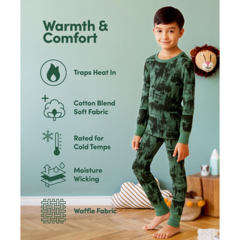 Fruit of The Loom Premium Boy's 2-Pack Thermal Waffle Bottom,