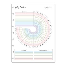 Color Habit Tracker Inserts for 9-Disc Discbound Planners Resolution Tracker, Habit Log, Habit Planner Fits 9-Disc (7 x 9.25 inches) Classic Happy Planner, NOTIQ Midi 9-Disc (L2), Ink (9-Disc Classic)