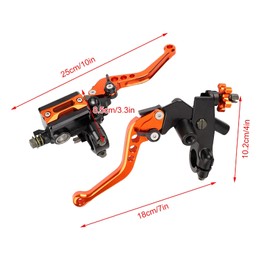 'Qiilu 1 Pair 7/8 Universal MS055 (22 mm) Clutch Brake Master Cylinder Reservoir Brake Pads Lever, Orange