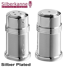 SILBERKANNE Florence Salt and Pepper Shakers 6 x 2.5 x 3 cm 2-Piece Premium Silver Plated Elegant Silver-Plated in Top Workmanship