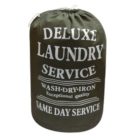 Real Home Innovations Heavy Duty Large Canvas Laundry Bag, Green Khaki