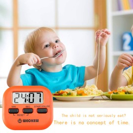 Kitchen Timer, WECKEW 2 Pack Digital Kitchen Timer Magnetic Countdown Stopwatch Timer with Loud Alarm, Big Digit, Back Stand, Hanging Hole for Cooking, Shower, Bathroom, Kids, Teacher(Orange)