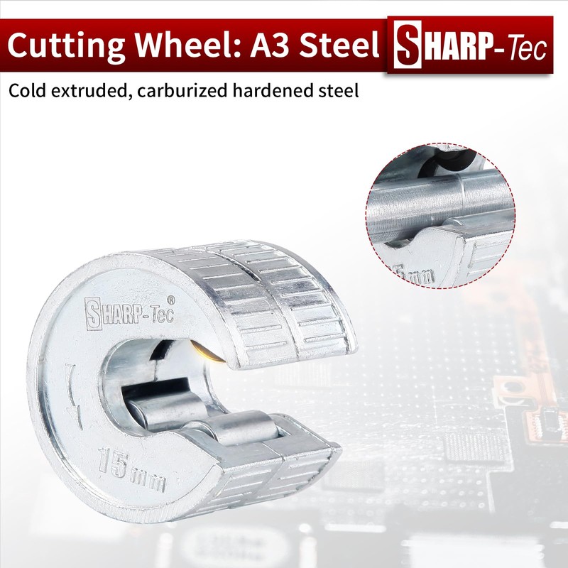 Sharp-tec 15mm Pipe Cutter, 1/2" Copper Pipe Cutter with Zinc