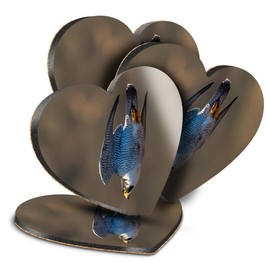 4 x Heart Coasters - Peregrine Falcon Bird Dive Cork Backed MDF Glossy Tea Coffee Accessory #53135